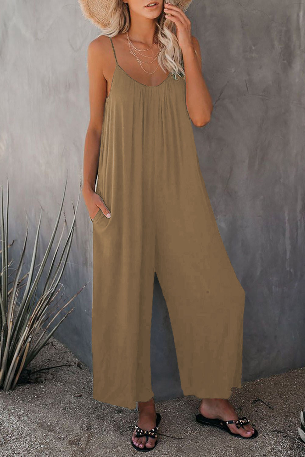 Combinaison Longue Ample Sans Manches pour Femme - Pantalon avec Poches