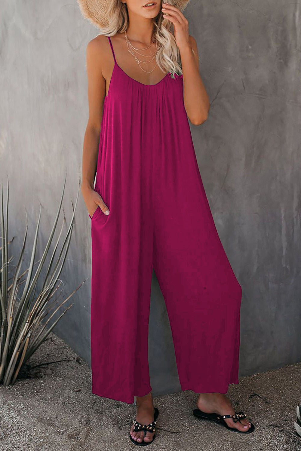 Combinaison Longue Ample Sans Manches pour Femme - Pantalon avec Poches