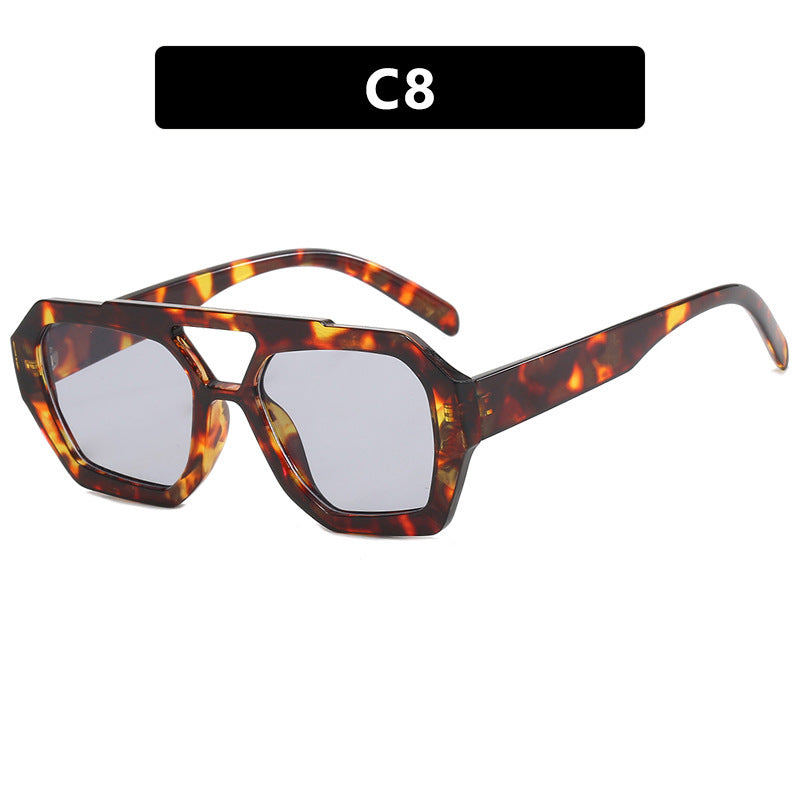 Lunettes de Soleil à Double Pont - Monture Grande et Tendance