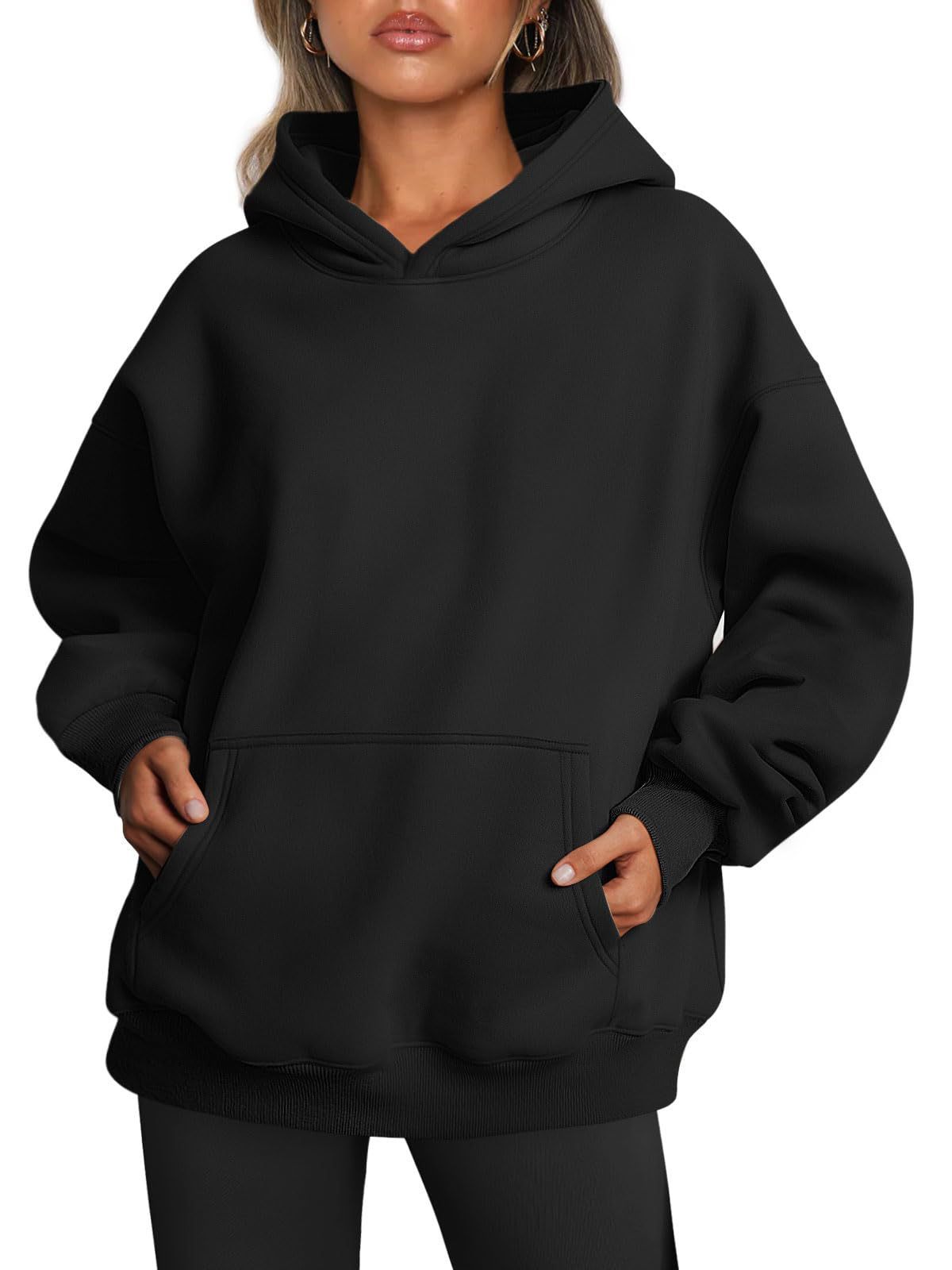 Hoodie Oversize Femme - Sweatshirt en Molleton Doux avec Poche