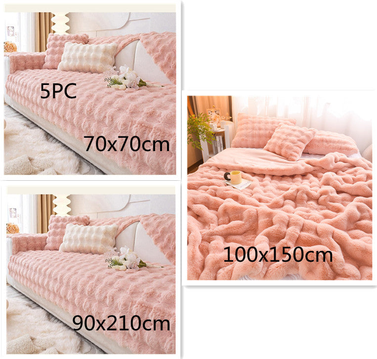 Couverture en Velours de Lapin - Épaisse et Réversible en Polaire pour Chambre