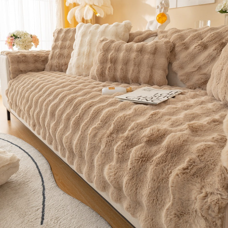 Coussin de Canapé Épais en Peluche de Lapin - Confort et Chaleur pour l'Hiver