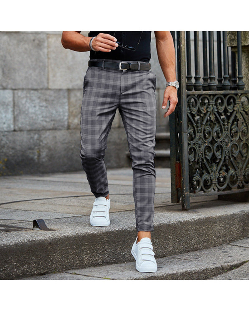 Pantalon Casual Ajusté pour Homme - Motif Carreaux