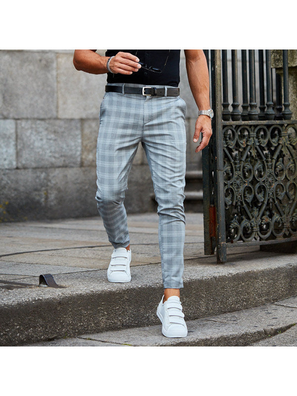 Pantalon Casual Ajusté pour Homme - Motif Carreaux