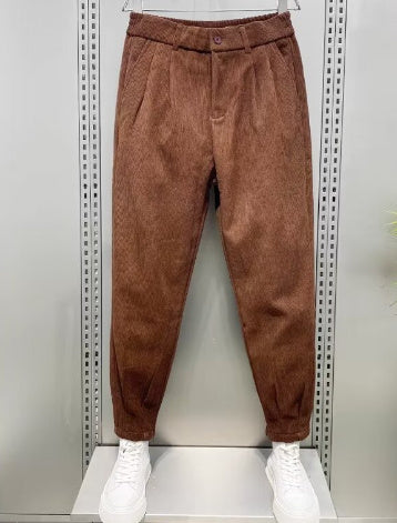 Pantalon Homme en Velours à Cheville Élastique – Coupe Cropped