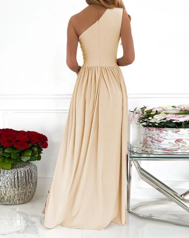 Robe Longue Asymétrique à Bretelle Unique - Parfaite pour Cocktails