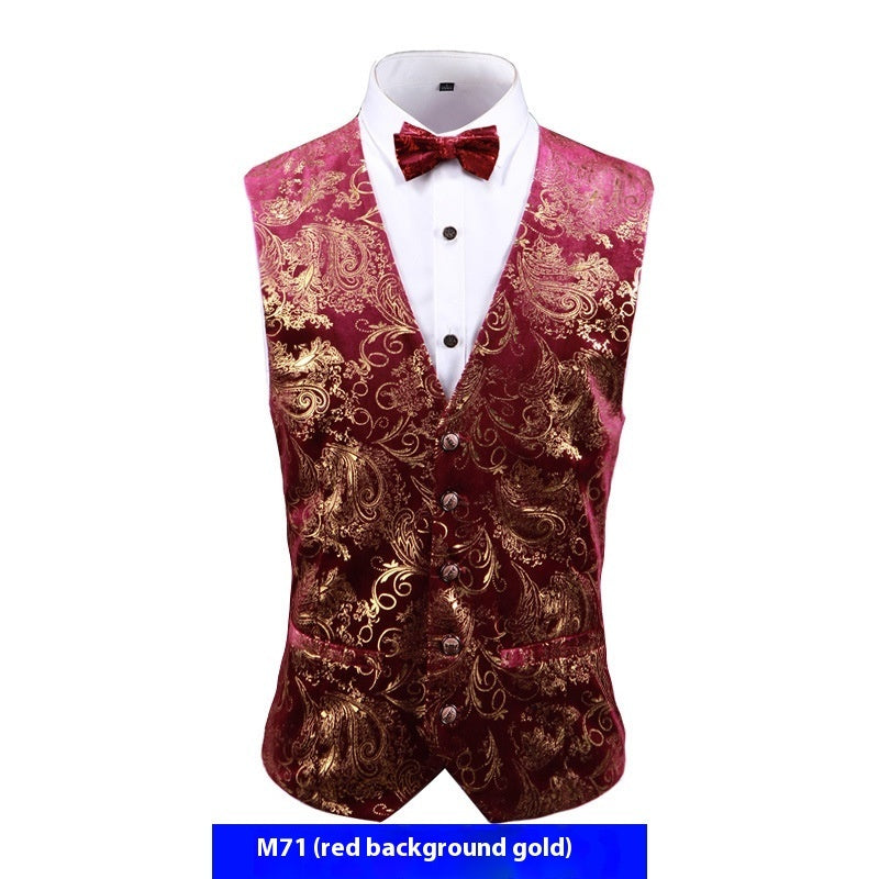 Gilet de Costume pour Homme - Motif Doré et Chic