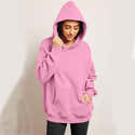 Sweat à Capuche Femme Oversize - Couleur Unie, Poche Kangourou, Tissu Coton Doux Pour Hiver - 5