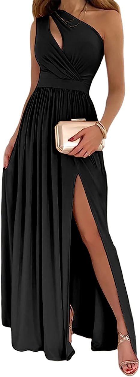 Robe Longue Asymétrique à Bretelle Unique - Parfaite pour Cocktails