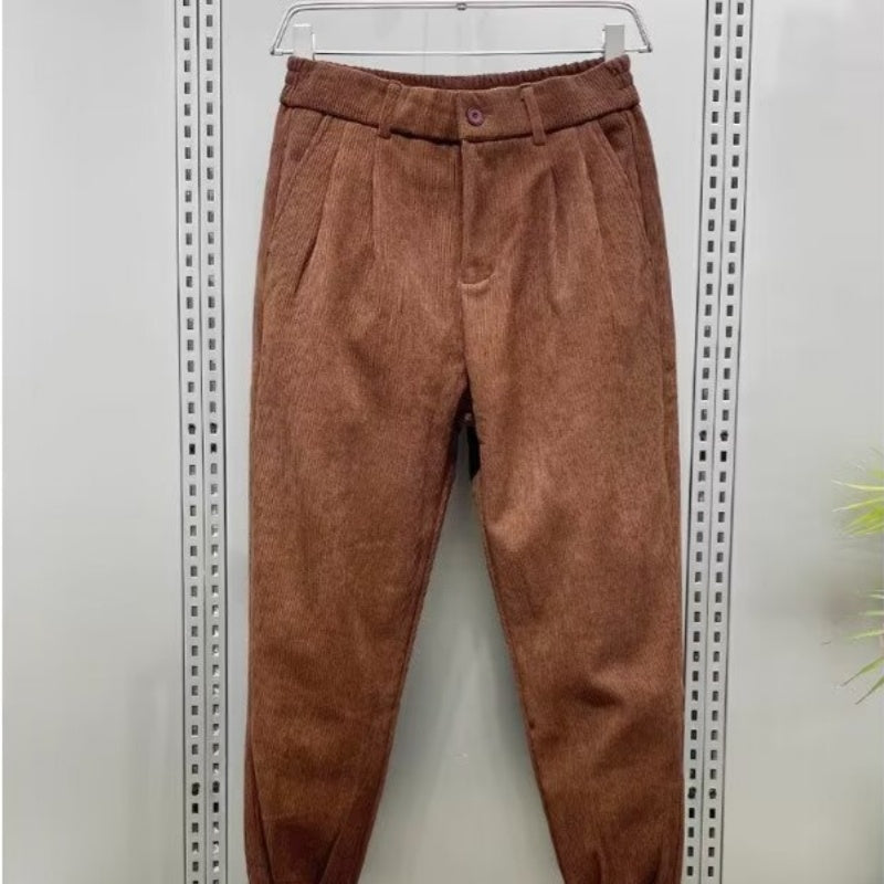 Pantalon Homme en Velours à Cheville Élastique – Coupe Cropped