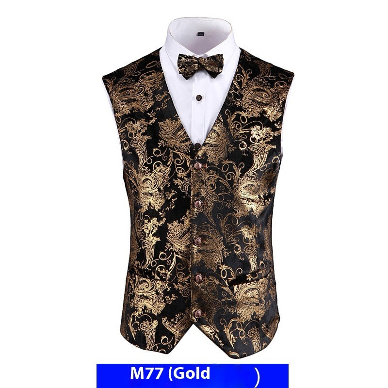 Gilet de Costume pour Homme - Motif Doré et Chic