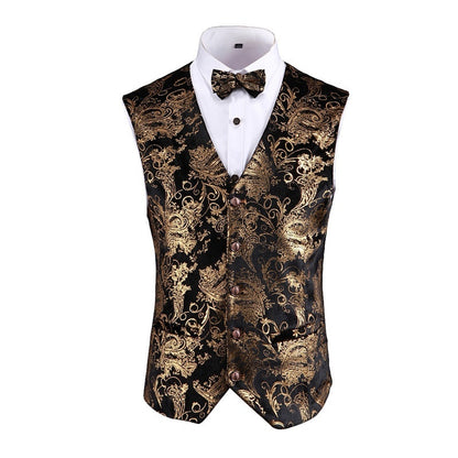 Gilet de Costume pour Homme - Motif Doré et Chic