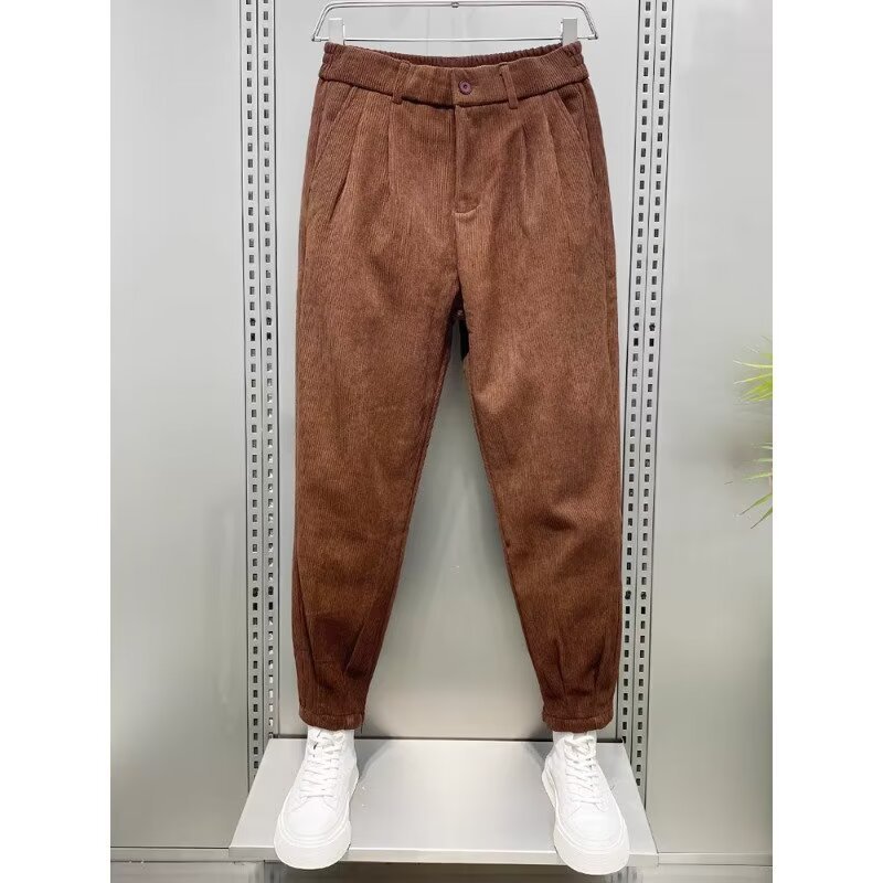 Pantalon Homme en Velours à Cheville Élastique – Coupe Cropped