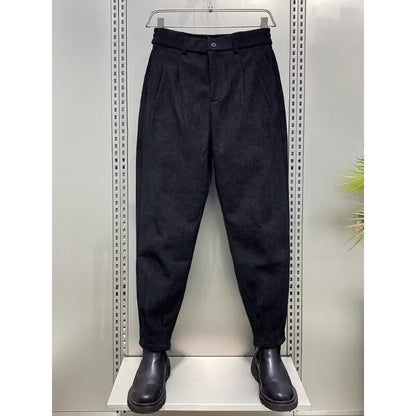 Pantalon Homme en Velours à Cheville Élastique – Coupe Cropped